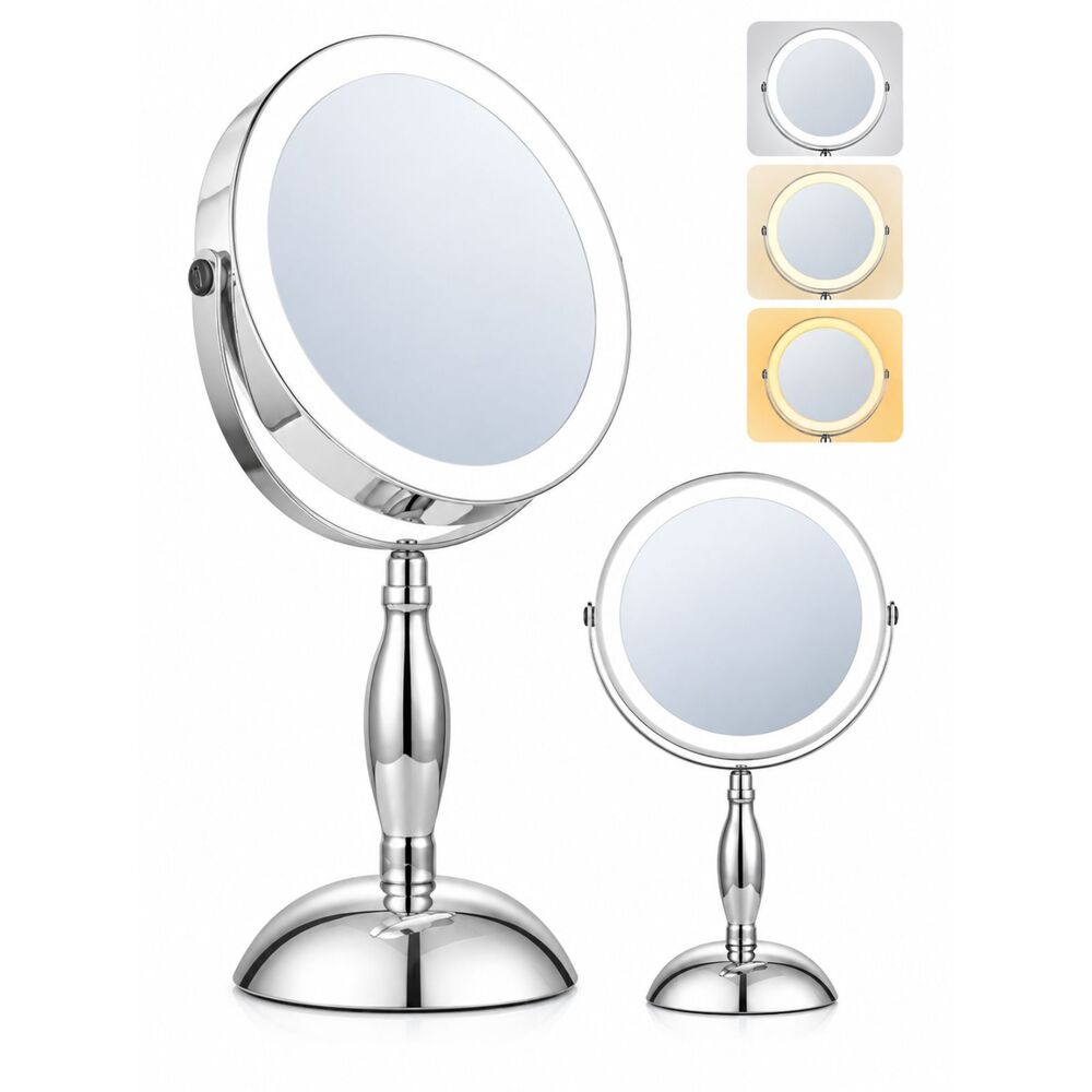 NEW Magnifying Makeup Mirror Double Sided Lights 30x Chrome 8"